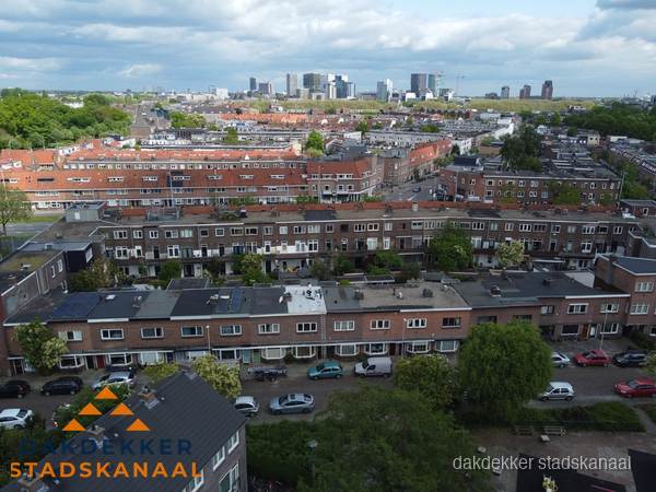 Luchtfoto van daken in woonwijk Stadskanaal Luchtfoto van daken in woonwijk Stadskanaal